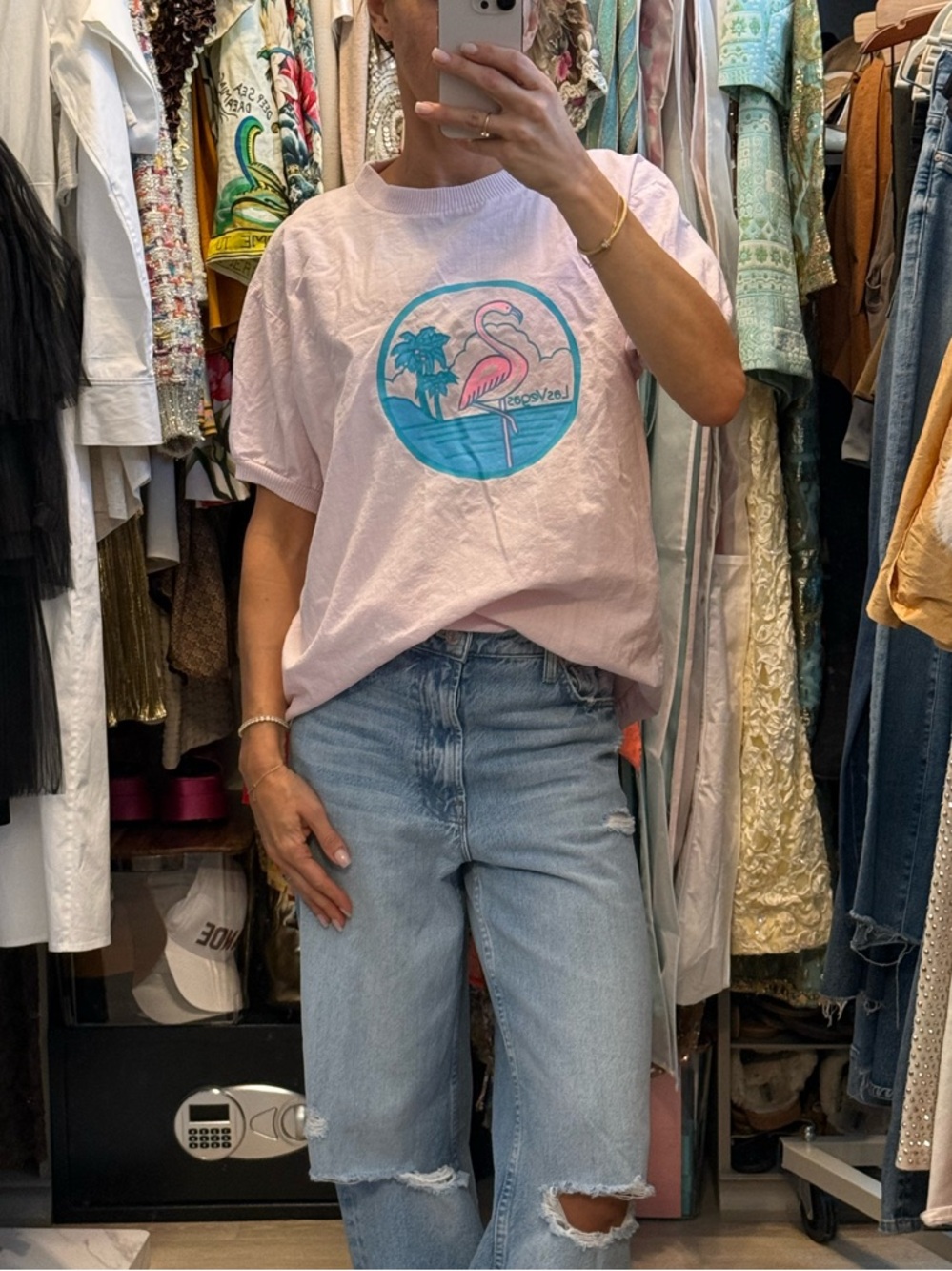 Vintage Las Vegas Pink Flamingo Graphic Tee